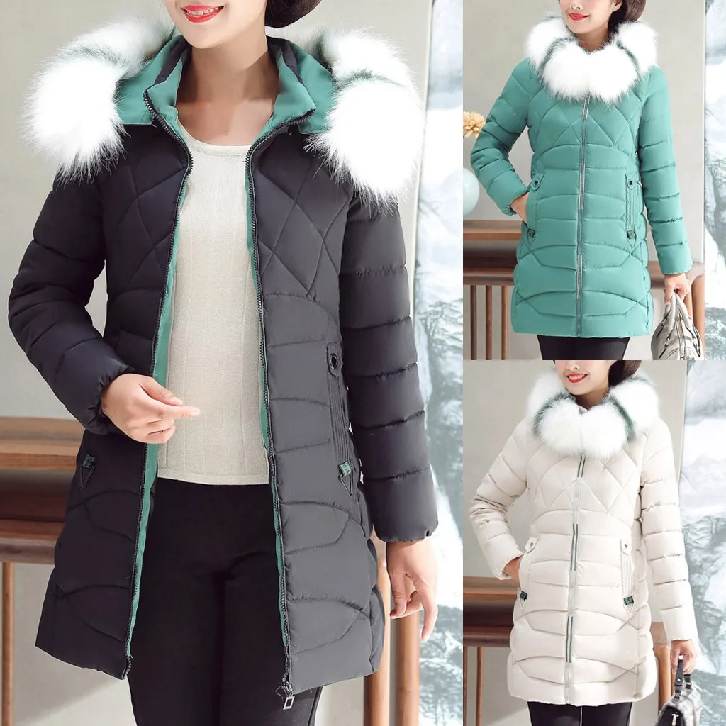 Kurtka manteau femme зимнее пальто для женщин зимнее теплое хлопковое с капюшоном зимнее пальто с длинными рукавами abrigos mujer invierno