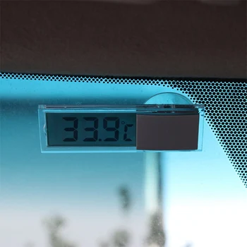 

LCD Digital Temperature Indoor Home Outdoor Suction Cup Car Thermometer Portable Mini Thermometer Car Clock