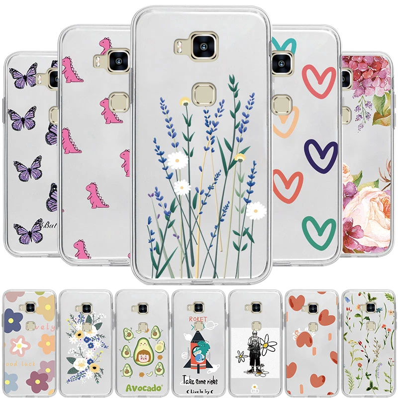 Funda de teléfono para Huawei G8 GX8 RIO Funda RIO L02 para huawei G7 Plus G9 Lite Plus, carcasa trasera de TPU de silicona con flores|Fundas antigolpes para teléfono| -