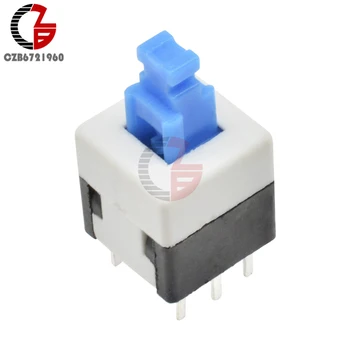 

10Pcs Square 8x8mm 6 Pin DPDT Blue Cap Self-locking Type Square Button Switch Multimeter Switch