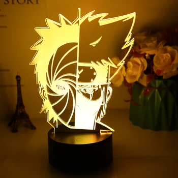 

Led Night Light Japanese Anime Naruto Obito Uchiha and Kakashi Hatake Half Face Nightlight for Child Bedroom Table 3d Lamp Gift