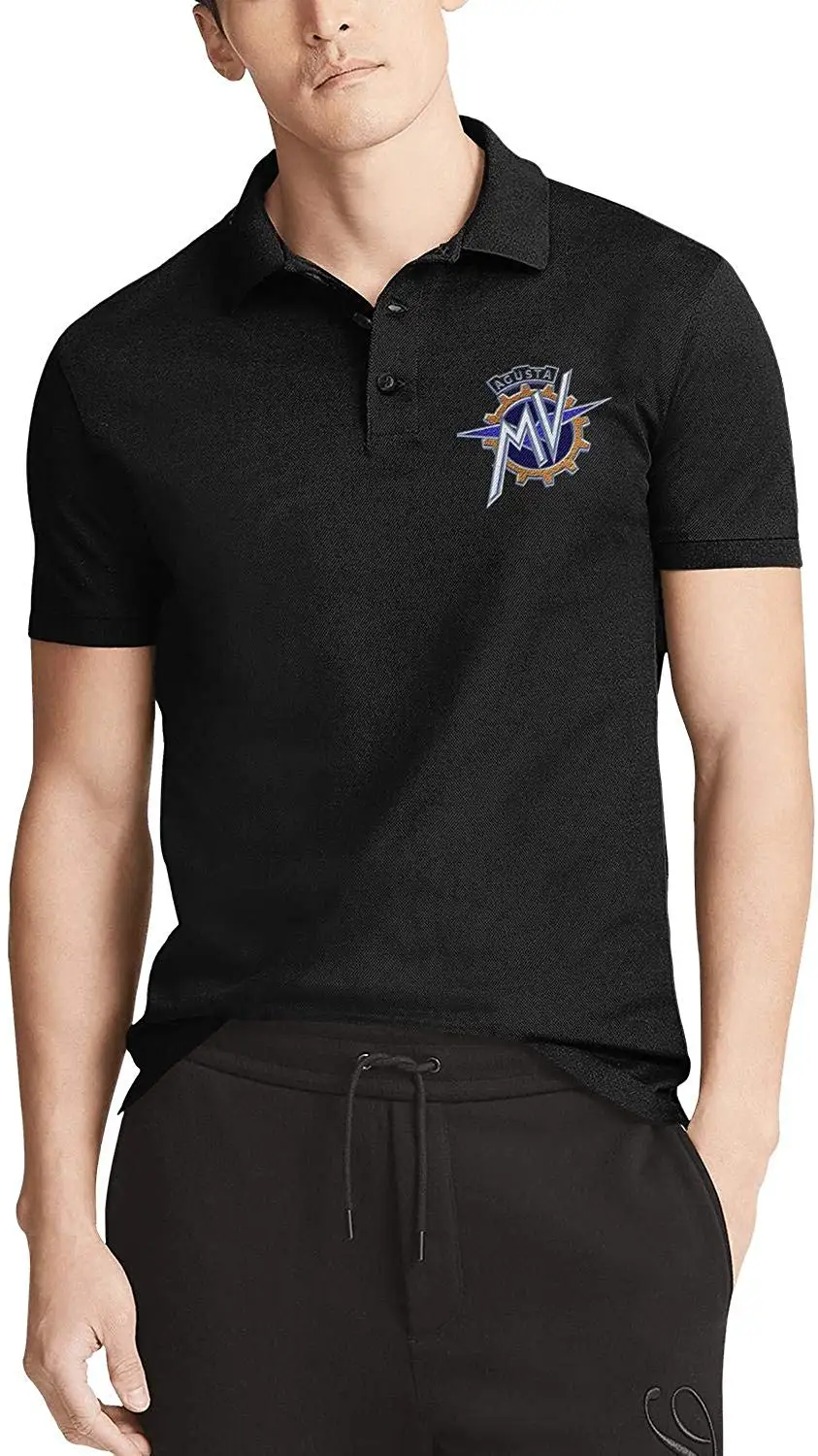 Black Men's Short Sleeve Collar Polo TFGHFG Shirt MFGHFG GHFG AgustaFGHFG LogoFGHFG Tee FGHFG Tops |