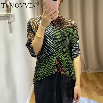 

Korea 2020 New Spring V-neck Print Pullover T-shirt Streetwear Loose Pleated Half Sleeve Fashion Slim Short Tops Tide PC953