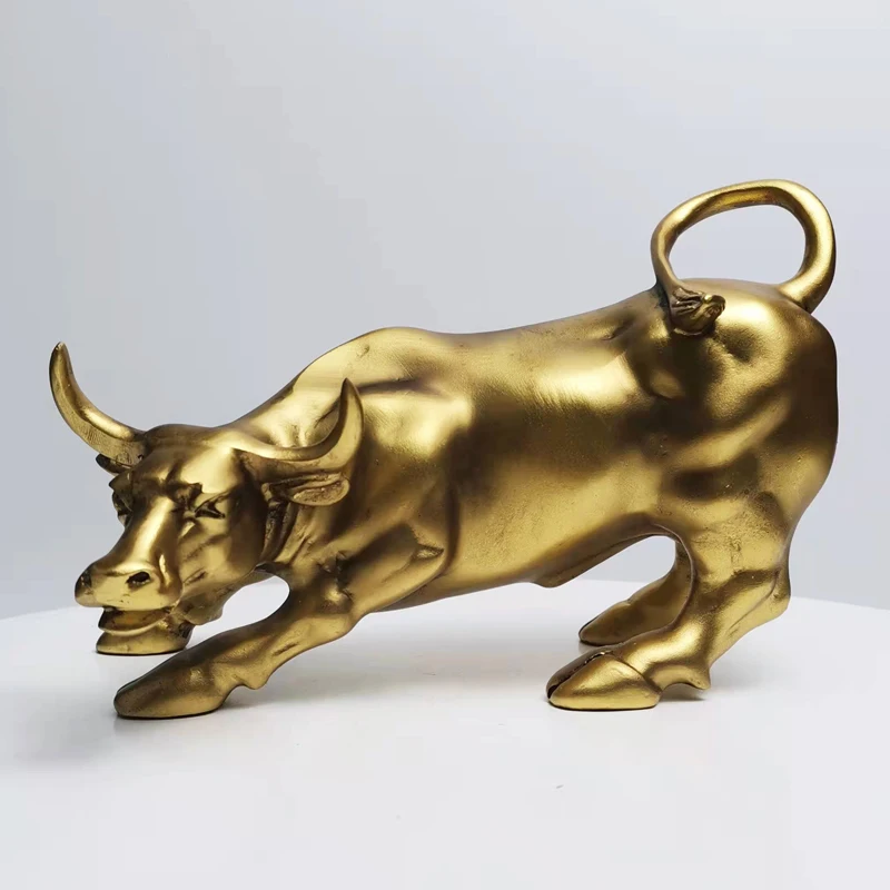 NORTHEUINS Resin 2021 Wall Street Bull Figurines Modern OX Statue Home Decoration Accessories Official Desktop Decor Sculpture | Дом и сад