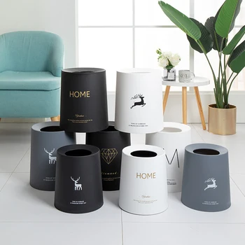 

Nordic Plastic Matte Trash Can 8L/12L Garbage Dust Bin Storage Bucket Paper Basket Home Office Waste Bin Without Lid Trash Bin