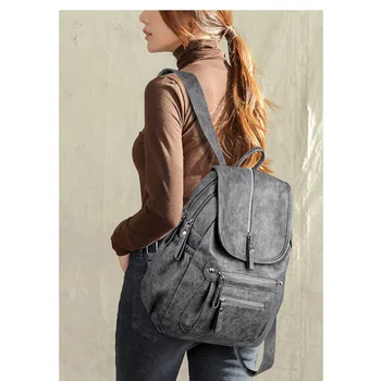 

Women Backpack High Quality Leather Fashion School Backpacks Female Feminine Casual Large Capacity Vintage Shoulder Bags