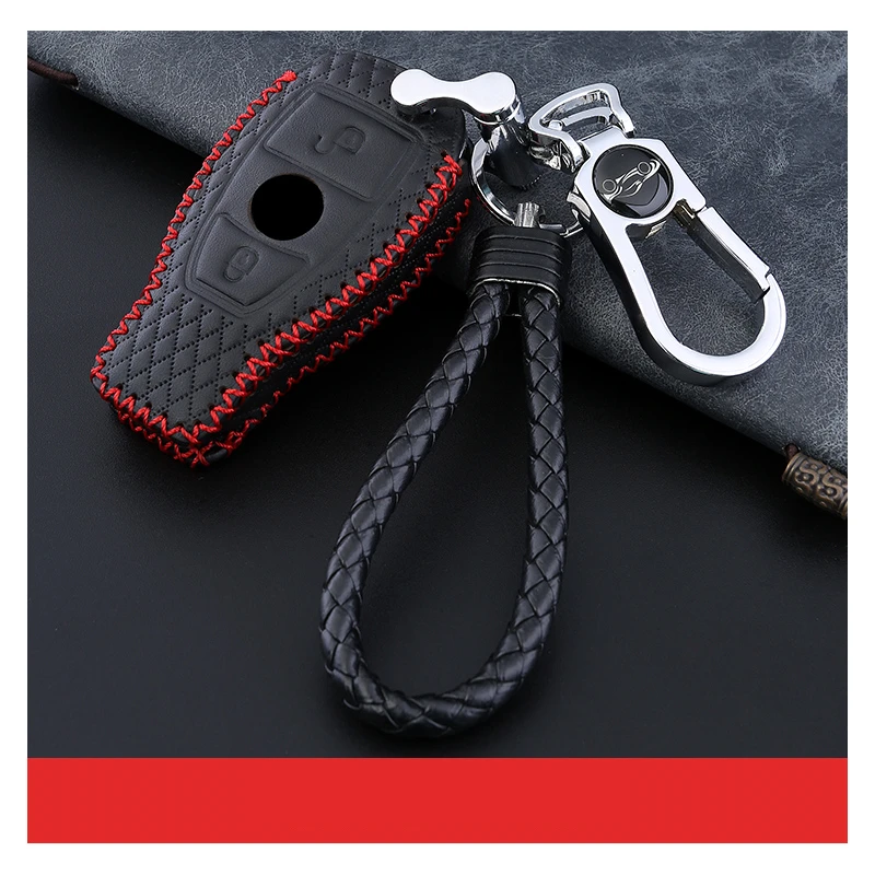 C with keychain 1 Высококачественный Топ Laye кожаный чехол для ключей автомобиля для ключей Mercedes Benz Обложка C Класс GLC GLA E класс E260 E320 Fob для автомобиля аксессуары - Название цвета: C with keychain 1