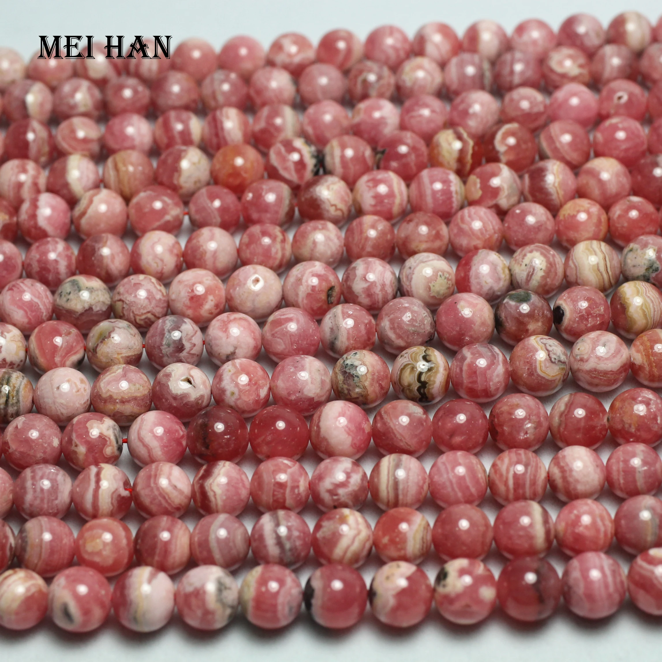 Meihan натуральные 9-9,8 мм Родохрозит(42 шт/62 г/компл.) Гладкие Круглые бусины для изготовления ювелирных изделий дизайн