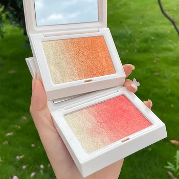 

Blush Repair Volume Pearlescent Micro-flash Clear Gradually Dyed Blush Highlighter Shadow Integrated Plate Three-in-one TSLM2