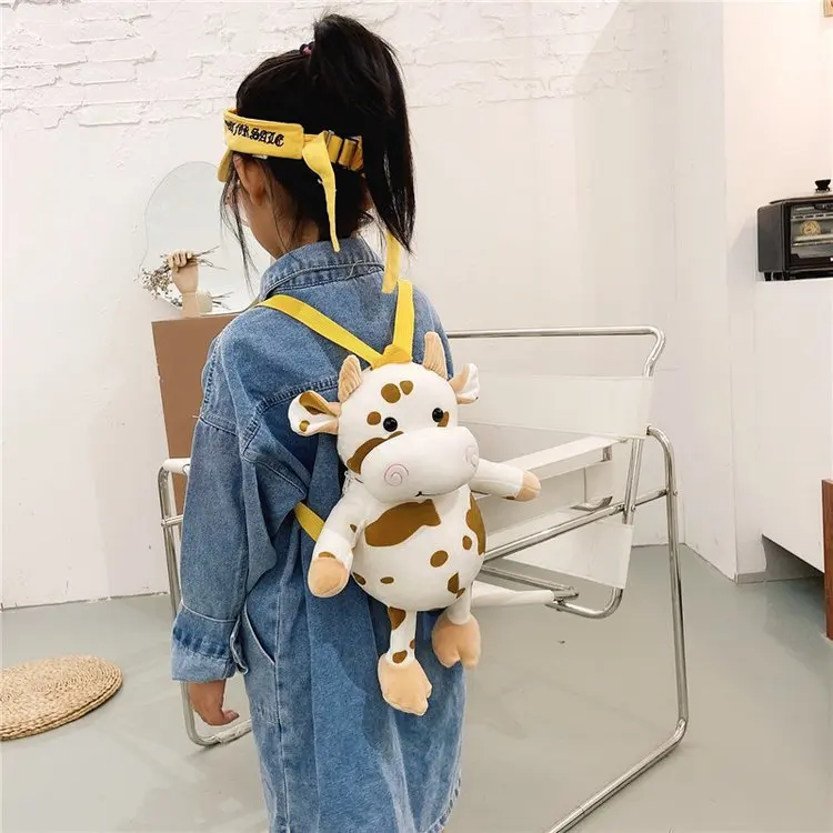 Kawaii из коровьей кожи Женский Рюкзак Школьная Сумка плюшевая игрушка для детей