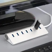 Мини Портативный Высокоскоростной 7 портов USB 3,0 концентратор Алюминиевый usb-концентратор переходник Кабель для передачи данных для ПК ноутбук планшет