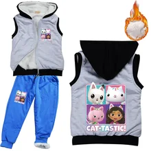 Sweat shirt à capuche pour enfants, veste à capuche épaisse avec fermeture éclair et pantalon épais, ensemble de 2 pièces pour filles, nouvelle collection hiver 2021 