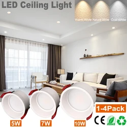 Spot lumineux LED circulaire encastrable pour le plafond, éclairage d'intérieur, lumière forte Anti éblouissement, idéal pour un salon, 5/7/10W, D30, AC85 265V 