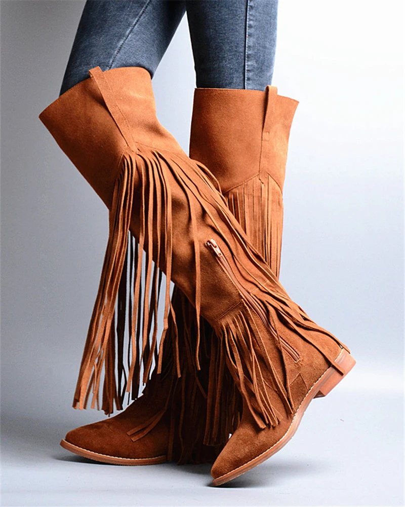 tassel boots suede