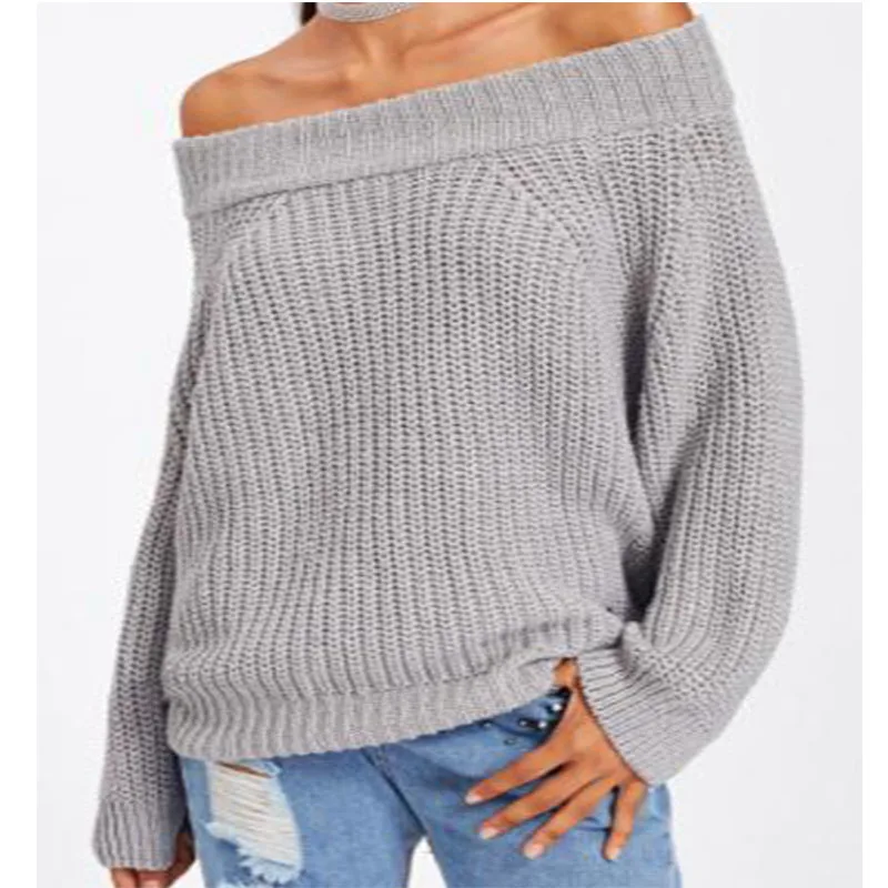 Off The Shoulder Sweater Pullover Chunky Women Solid Color Long Sleeve Casual 2019 Winter Pullovers Femme Knit Wear | Женская одежда