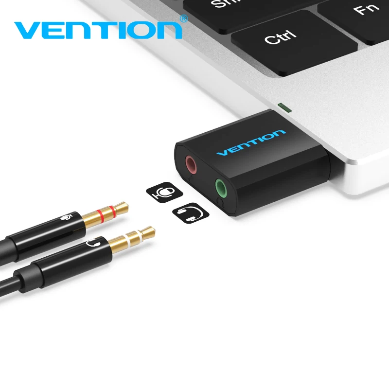 USB Sound Card Audio Interface External 3.5mm Microphone Adapter for Laptop PS4 Headset