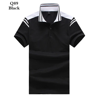 Q89 Black Polo shirt men jersey Short sleeve High Quality casual polo New spell color breathable Male Summer cool polo homme - Цвет: Q89 Black