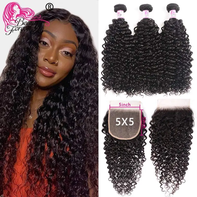 Beauty Forever Brazilian Hair Curly Bundles With Closure Medium