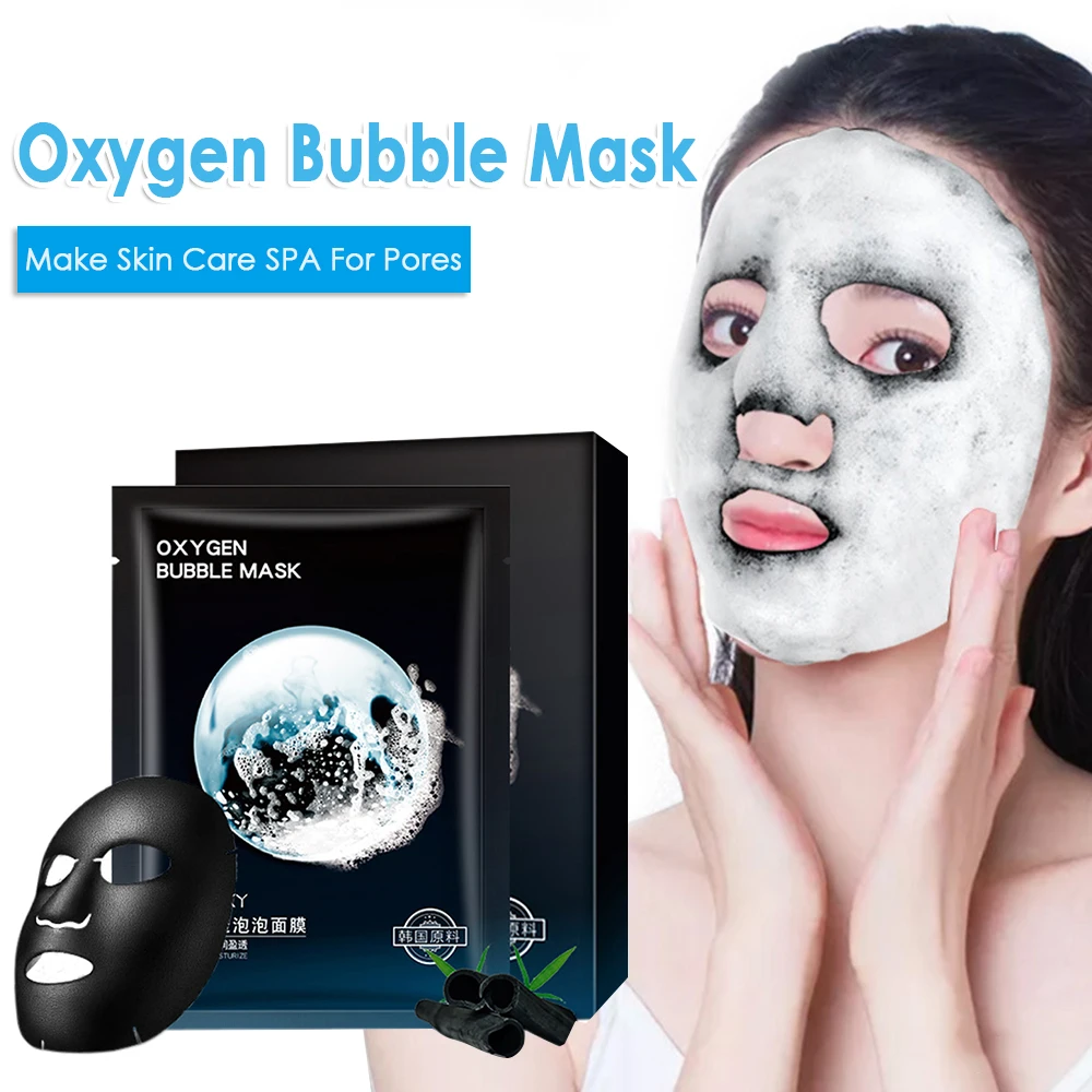 

4Pcs/Box Oxygen Bubble Sheet Mask Deep Cleansing Mask Blackhead Removal Clean Pores Moisturizing Anti Acne Skin Care Masks TSLM2