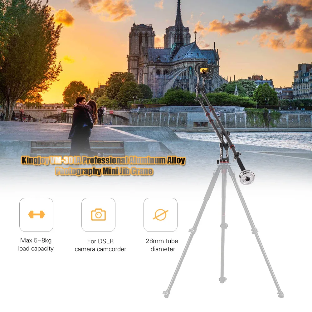 Kingjoy VM-301A Мини Поворотный кран Выдвижной алюминиевый сплав для кинематографиста для создания жидкости видео для DSLR камер видеокамер