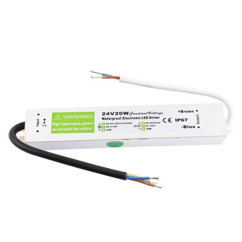 

AC 90~250V to DC24V 20 Watt Transformer IP67 Waterproof LED Driver Power Supply