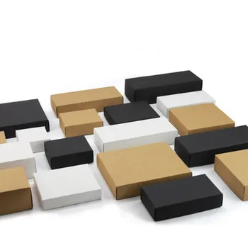 

10pcs Small Black white Kraft paper gift cardboard packaging paper box Craft carton package for packing handmade soap/candy box