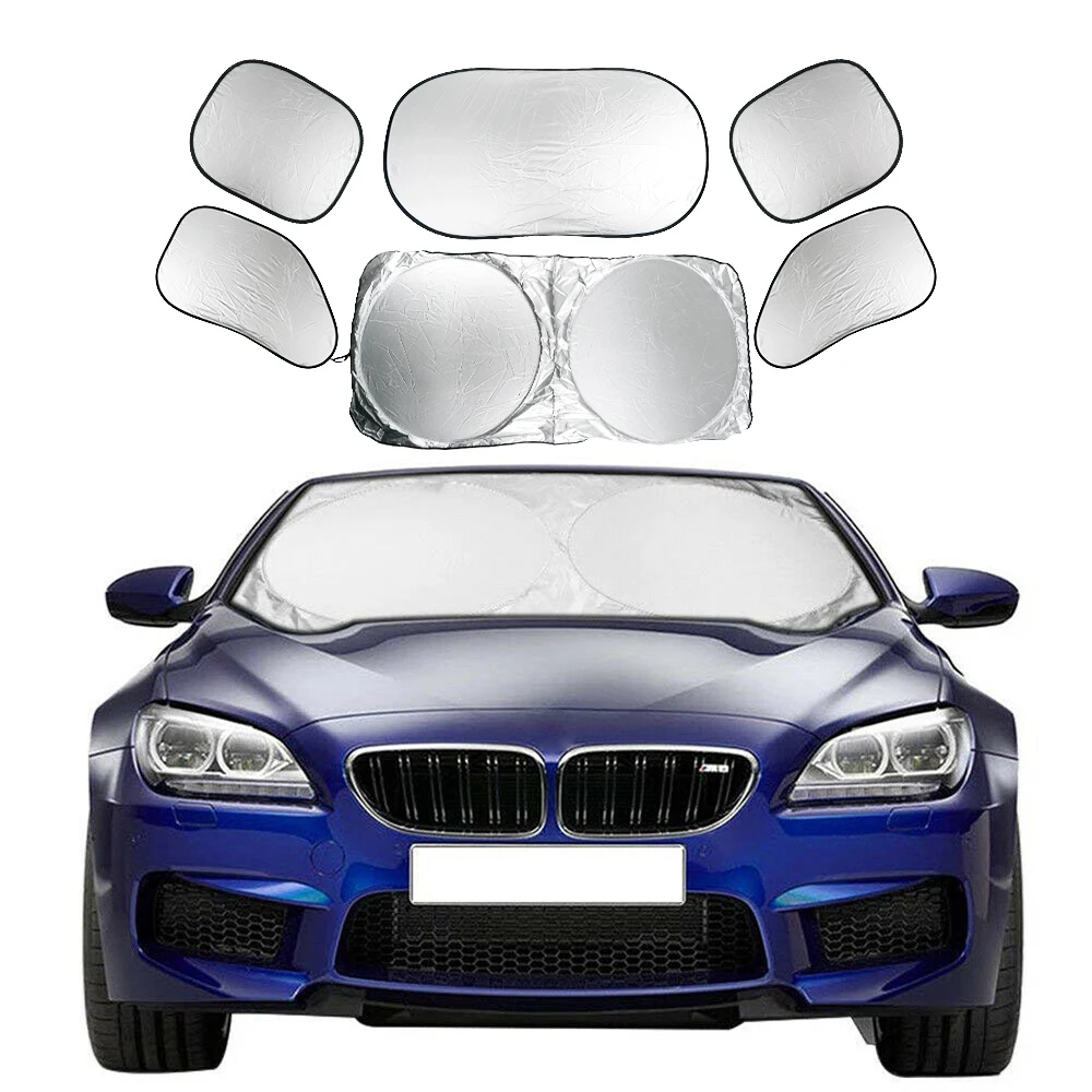 

6pcs Foldable Car Windshield Windscreen Sun Shade Reflective Block Cover Visor Protector