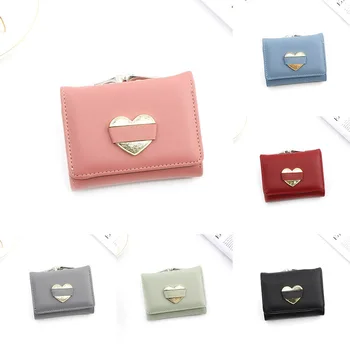 

2020 New Designs Fashionable Luxury Wallets Pocket Heart Shape Purse Card Holder PU Leather Money Bag Girls Ladies Short Wallet