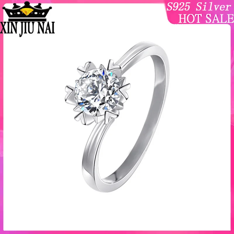 

Twisted arm single diamond snowflake carat women's ring simulation flower shape crown index finger diamond wedding emerald ring