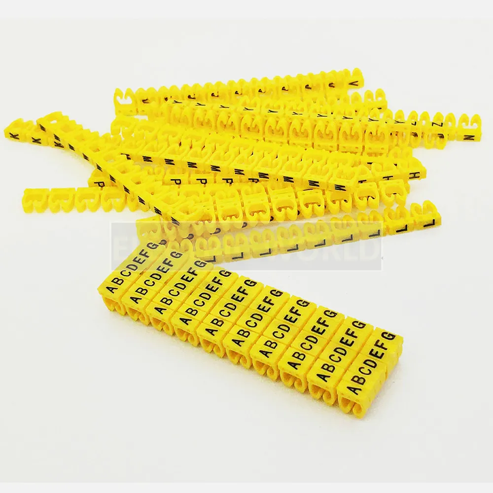 Plastic C-type Clip On Cable Marker Label Ec-0 Wire Marker Alphabit A-z Cable Size1.5 Sqmm Yellow Plastic Cable Markers - Cable Sleeves - AliExpress