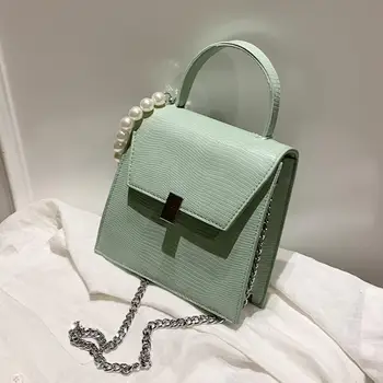 

Crocodile pattern Tote bag 2020 Fashion New High-quality PU Leather Women's Designer Handbag Pearl Chain Shoulder Messenger Bag