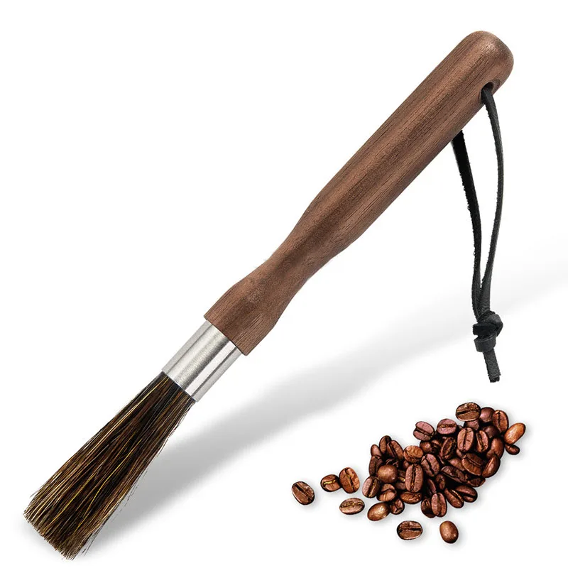 

1 Pcs Coffee Grinder Cleaning Brush Boar Bristles Walnut Wood Handle with Hanging Belt 2019ing