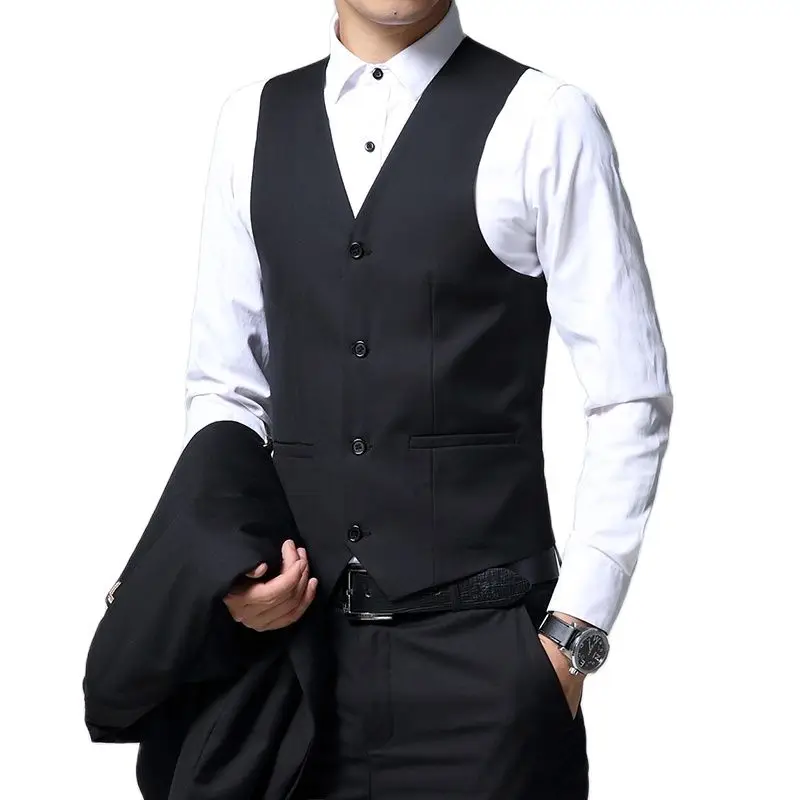 Black Stand Collar 3 Piece Men's Wedding Party Blazer jacket Vest Pants Blue, Red Wine Costume Homme