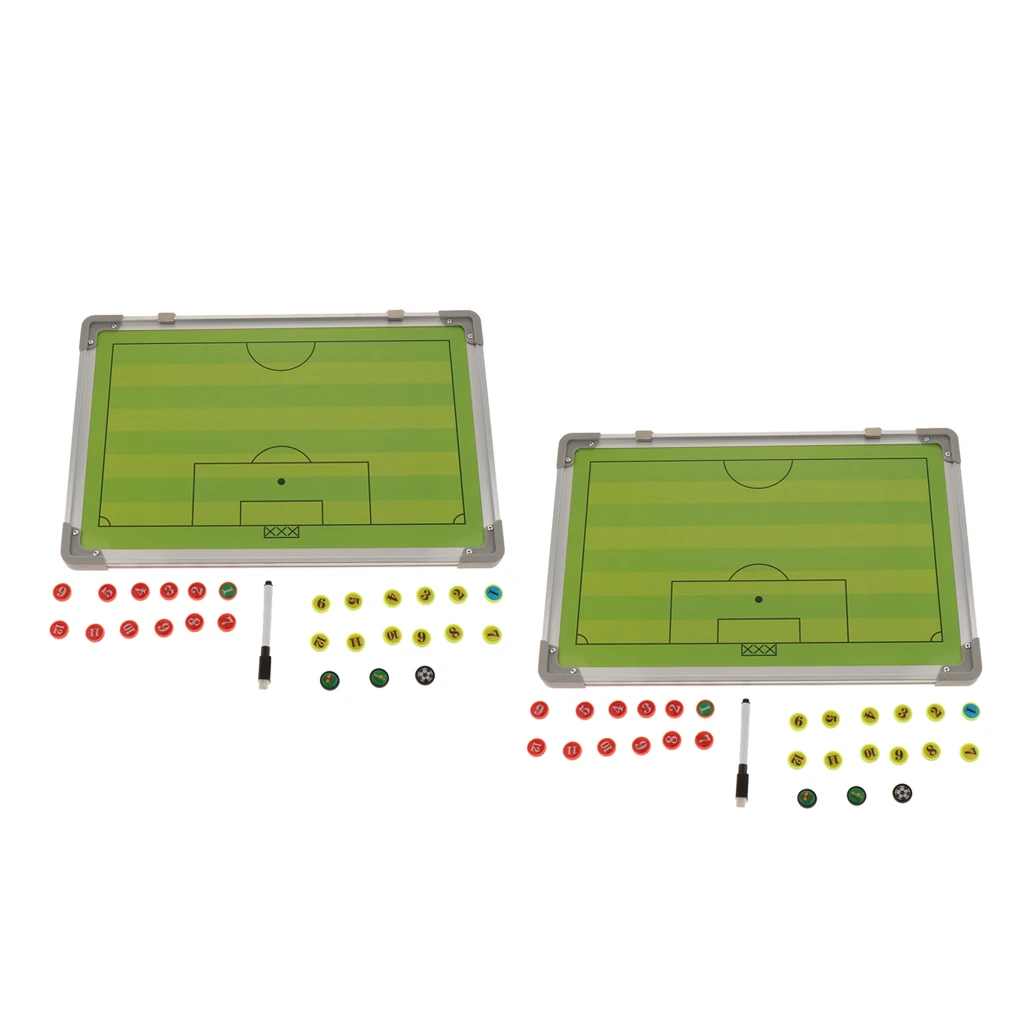 2 Set Premium Soccer Coaching Board, Football Magnetic Double-Sided Dry-Erase Clipboard with Magnets, Included Marker & Pen