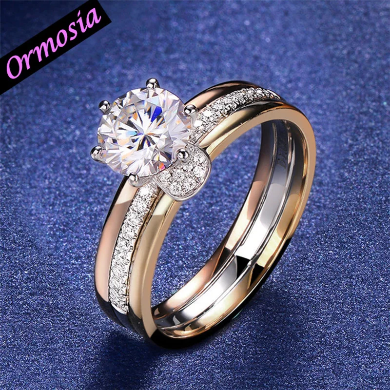 Женское кольцо ormosiia Moissanite розовое золото 1 5 карат 14 к для помолвки свадьбы
