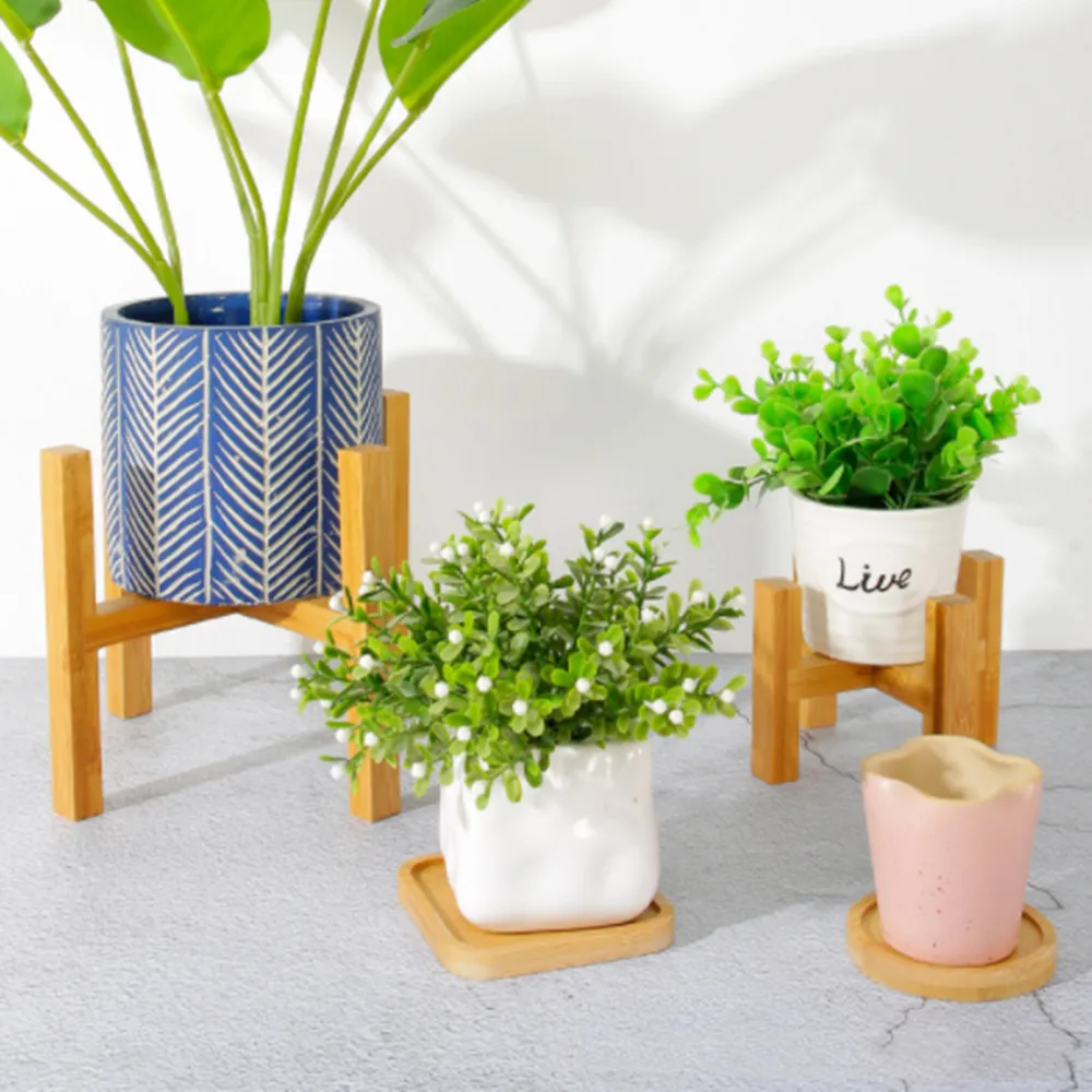 Plant Stand Wood Flower Pot Holder Wood Indoor Outdoor Free Standing Modern Flower Stand Garden Patio Decoration Shelf