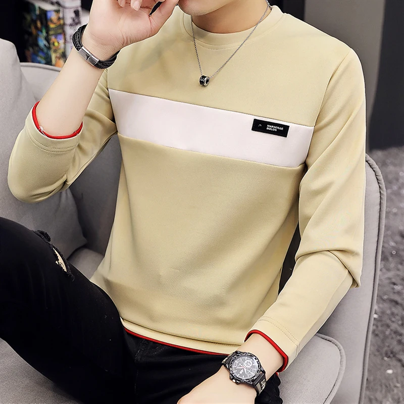2019футболка мужская с длинным рукавом Осенняя одежда тонкая Crewneck мужская одежда куртка мужская одежда