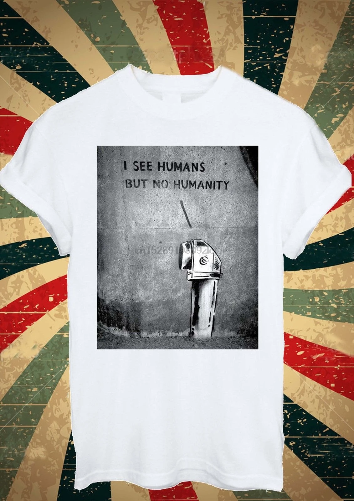 Banksy I See Humans но No Humanity Футболка Мужская и Женская Унисекс 1601 | одежда