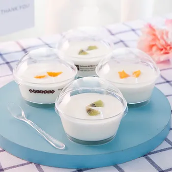 

50pcs Tiramisu dessert plastic cups 150ml mousse cup birthday party diy baking package pudding jelly ice cream cake box with lid