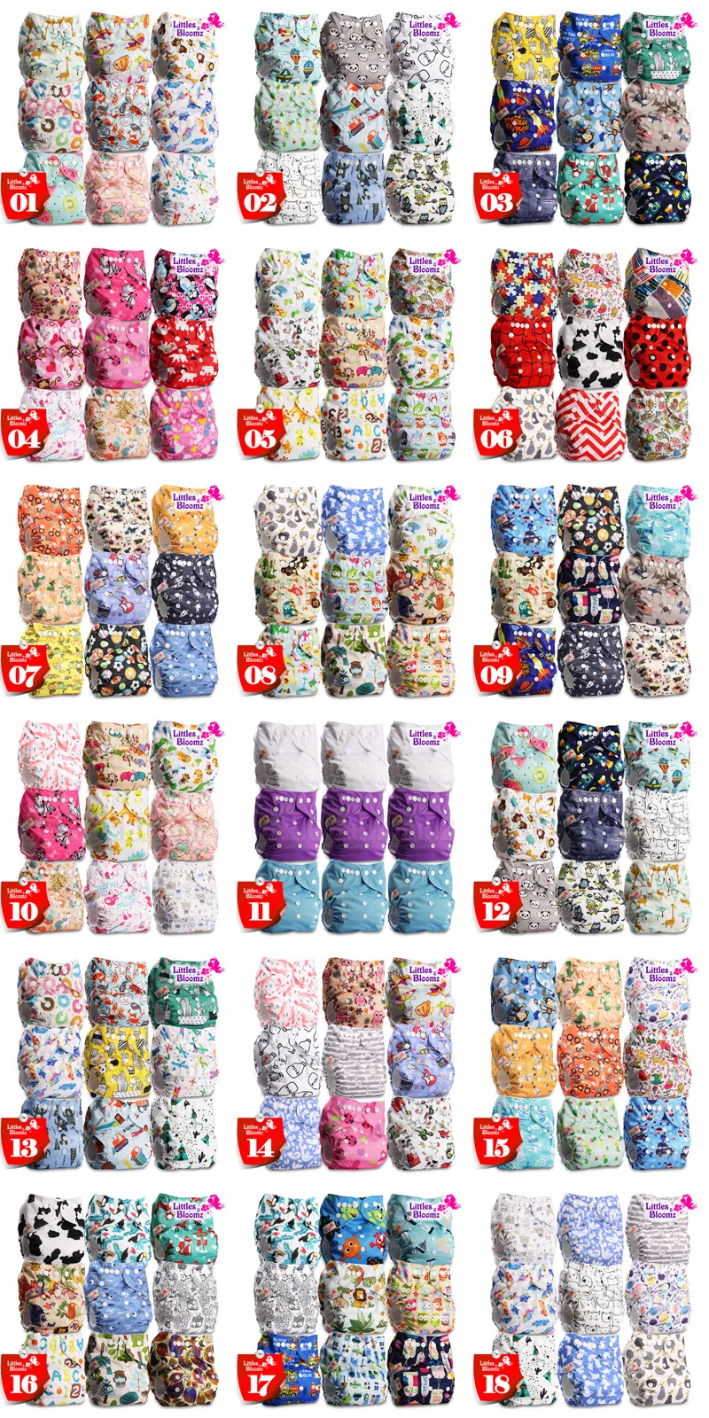 9pcs/set Baby Washable Reusable Real Cloth Pocket Nappy Cover Wrap 9 Nappies/Diapers And 0 Inserts In One Set cloth diapers