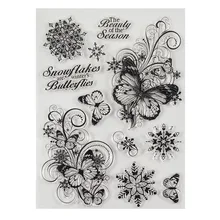 Прозрачный штамп с бабочкой и снежинками для скрапбукинга/создания открыток/детских рождественских украшений