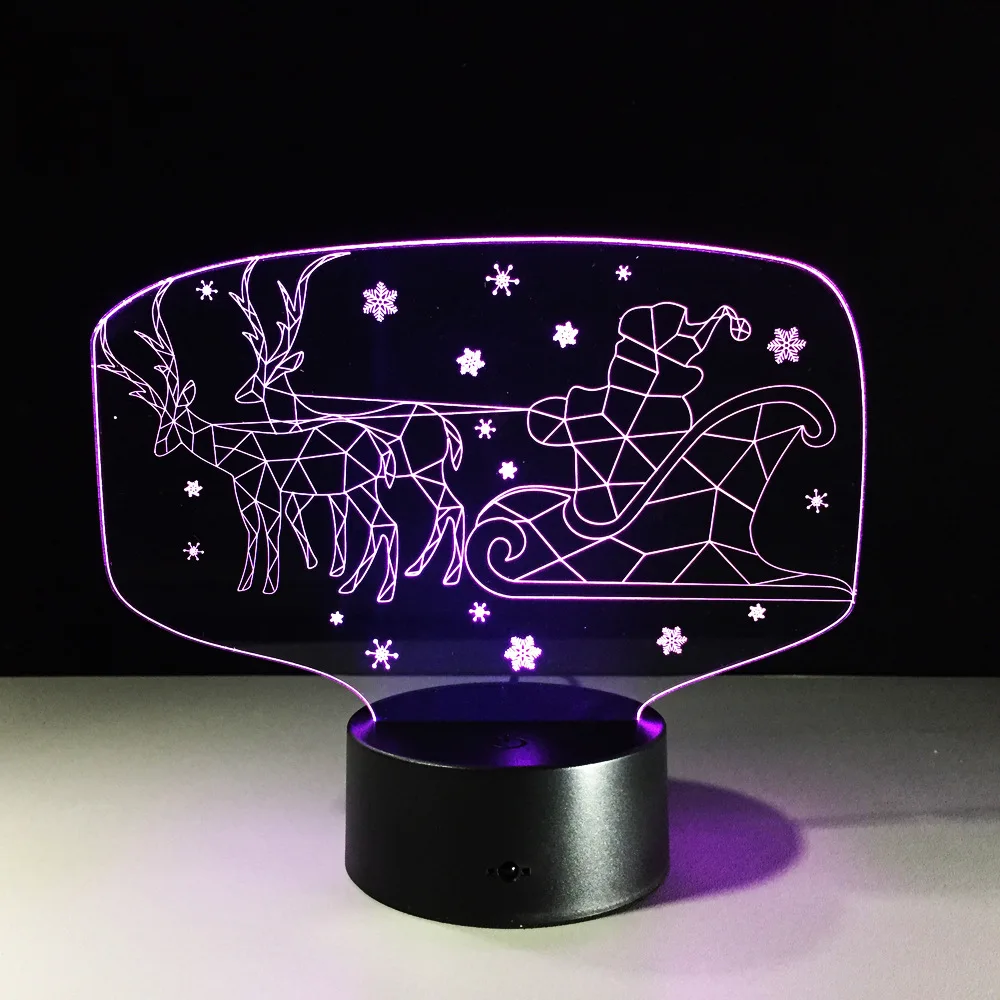 

Santa Claus and Reindeer 7 Color Lamp 3d Visual Led Night Lights For Kids Touch Usb Table Lampe Baby Sleeping Nightlight