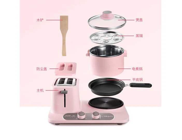 Donlim DL-3405 3in1 Bread maker Coffee roaster household breakfast machine Fried Eggs steamer pan pink diy cooker220-230-240v
