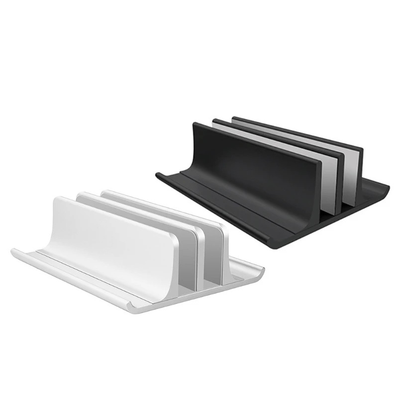 

Dual Slot Aluminum Vertical Laptop Stand - Space Saving Laptop Holder Compatible for MacBook and More Notebook Laptops