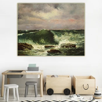 

Citon Gustave Courbet《Waves》Canvas Art Oil Painting Artwork Poster Picture Backdrop Wall Decor Home Living room Decoration