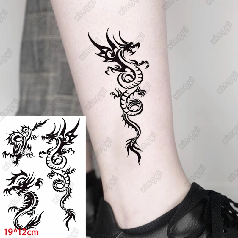 

Waterproof Temporary Tattoo Sticker Dragon Lion Flash Tattoos Women Forest Wolf Bear Leopard Body Art Arm Fake Tatoo Men