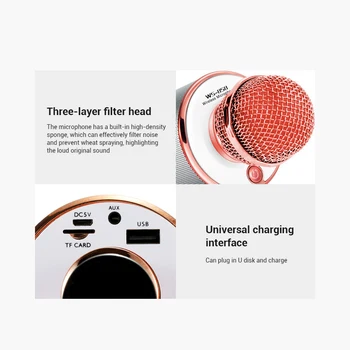 

Portable Karaoke Microphone Bluetooth Speaker Handheld Microphone Wireless Multifunction for Home KTV AC889