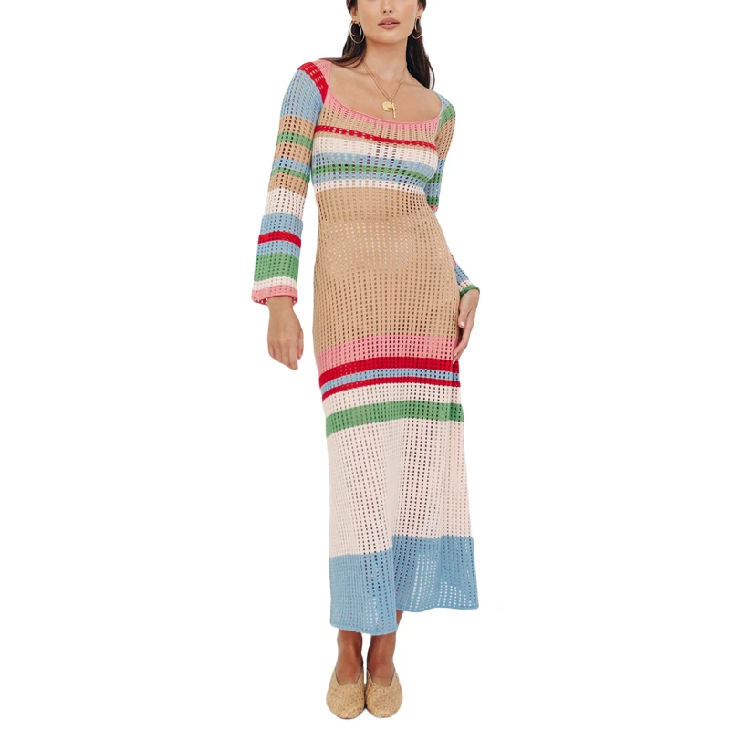 Women Knitting Dress Long Sleeve See ...