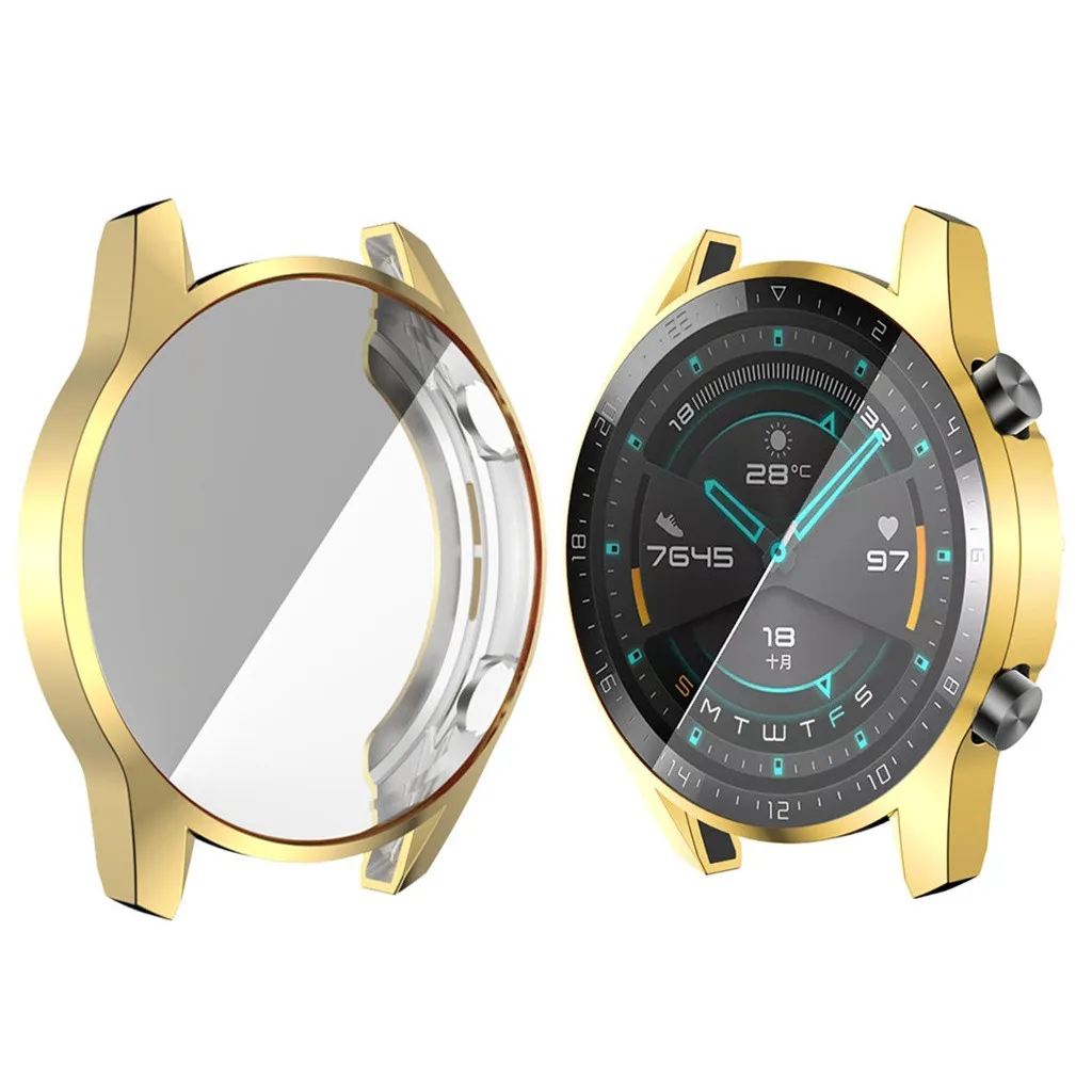 Gold H40 ультра тонкий мягкий защитный чехол для huawei Watch GT2 46 мм чехол TPU бампер для часов GT 2 46 мм Рамка Smartwatch аксессуары - Цвет: Gold