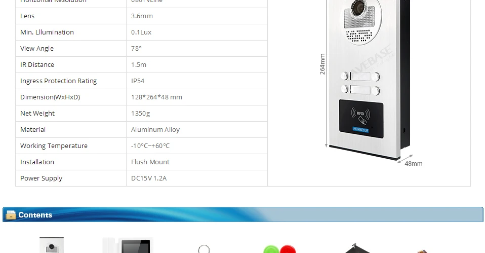HOMSECUR 4 провода 4,3 "мульти Квартира видео домофон комплект RFID Разблокировка + немой монитор для дома/плоский 530C/XC011-4